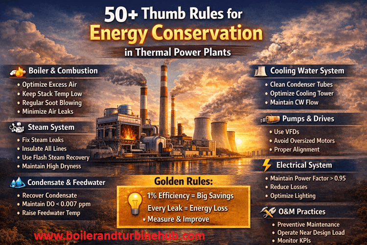50+ Thumb rules for energy conservation in Thermal power plants