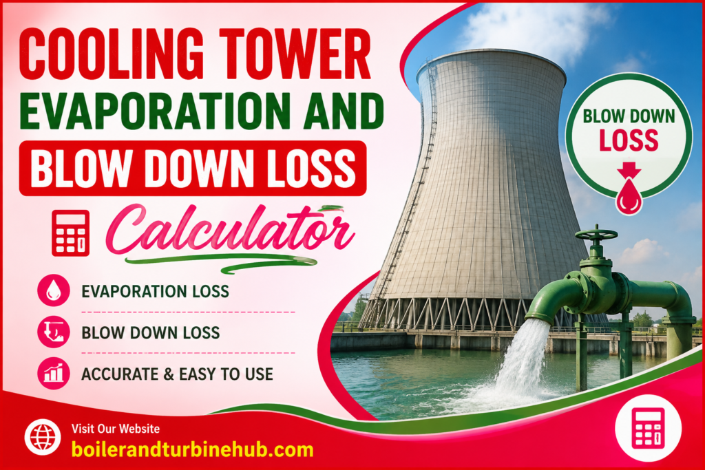 Cooling Tower Evaporation and Blow down loss Calculator