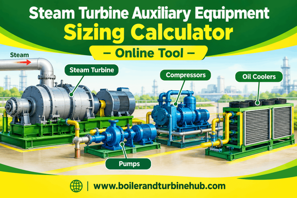 Steam Turbine Auxiliary Equipment Sizing Calculator – Online Tool